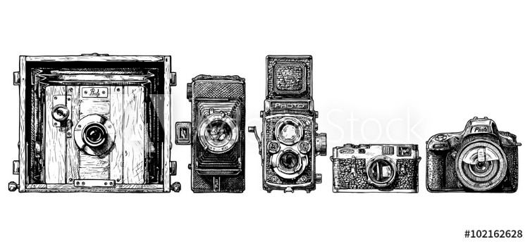 Picture of photo cameras evolution set